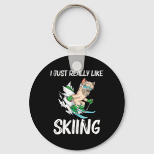 Funny Skiing Art For Men Women Ski Freestyle Skier Key Ring