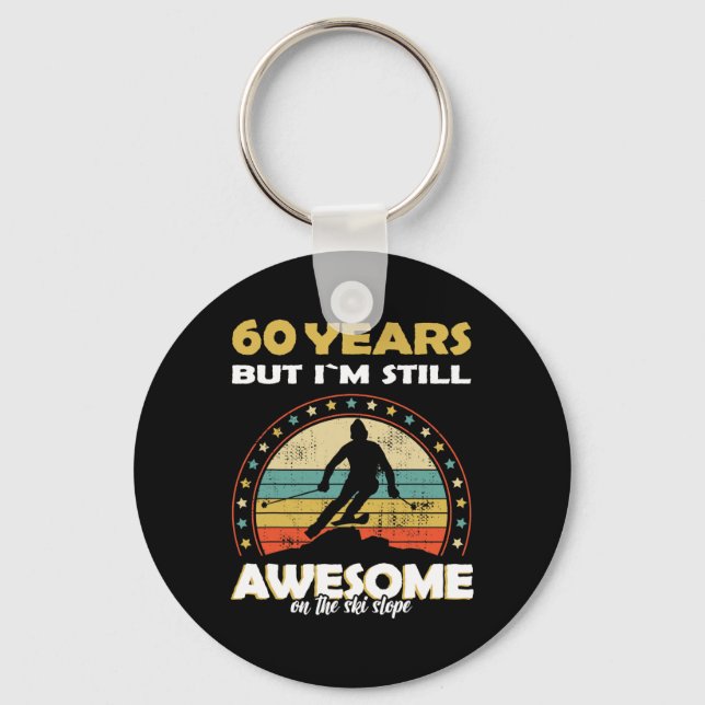 Funny Skiing Awesome 60 Years Old Birthday  Key Ring (Front)