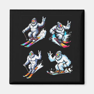 Funny skiing bigfoot ski winter sport snowboarder magnet