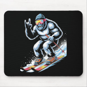 Funny Skiing Bigfoot Ski Winter Sport Snowboarder Mouse Pad