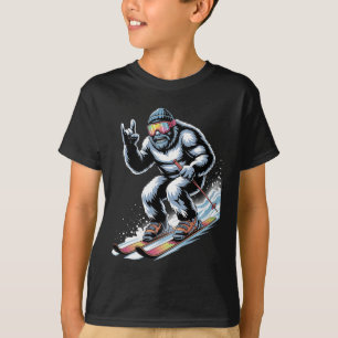 Funny Skiing Bigfoot Ski Winter Sport Snowboarder T-Shirt