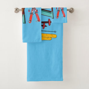 Funny Skiing Colourful Ski Skier Bath Towel Set