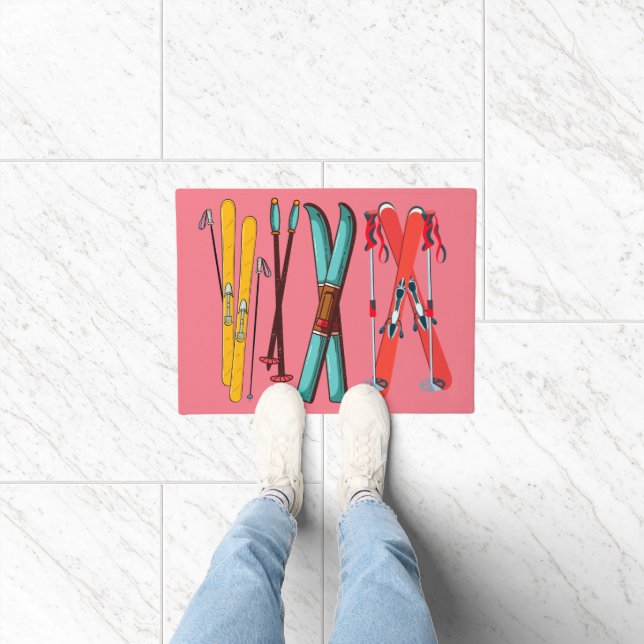 Funny Skiing Colourful Ski Skier  Doormat (Indoor)