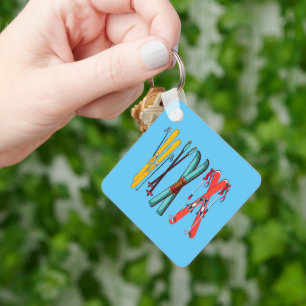 Funny Skiing Colourful Ski Skier  Key Ring
