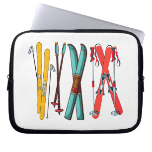 Funny Skiing Colourful Ski Skier Laptop Sleeve