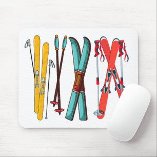 Funny Skiing Colourful Ski Skier Mouse Pad