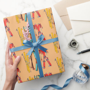 Funny Skiing Colourful Ski Skier Wrapping Paper