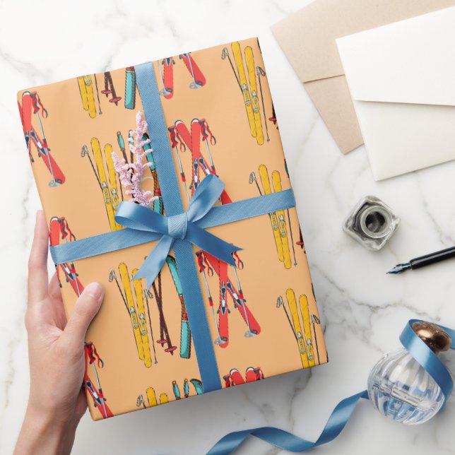 Funny Skiing Colourful Ski Skier  Wrapping Paper (Gifting)