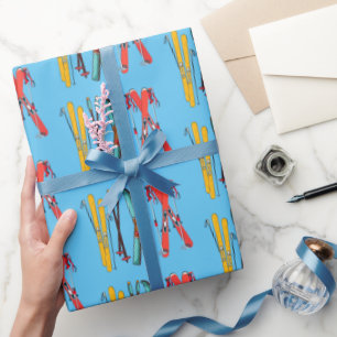 Funny Skiing Colourful Ski Skier  Wrapping Paper