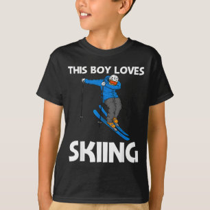 Funny skiing design for boys kids winter sport sno T-Shirt