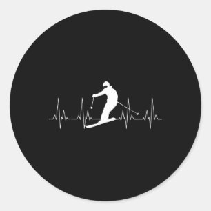 Funny Skiing Design For Men Women Downhill Ski Lov Classic Round Sticker