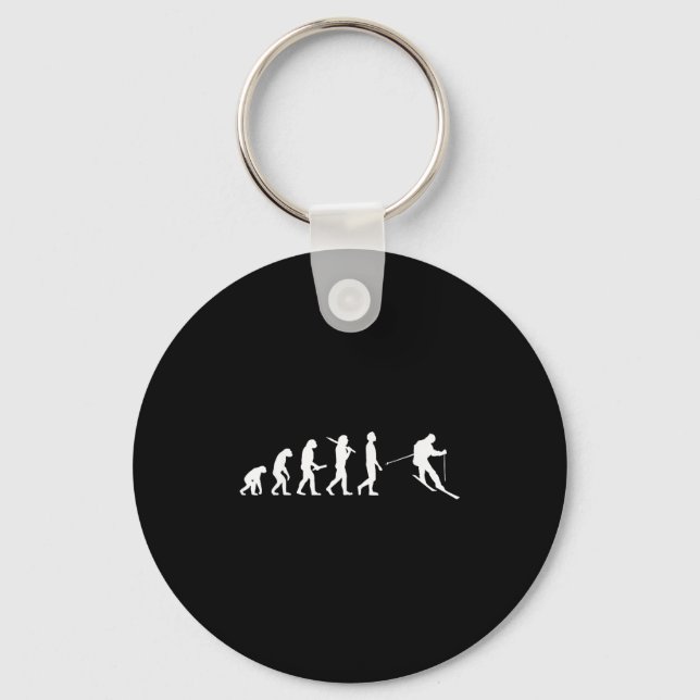 Funny Skiing Evolution Gift For Skiers  Key Ring (Front)