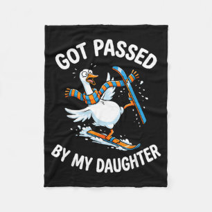 Funny Skiing Goose Ped By Daughter Winter Sports Fleece Blanket
