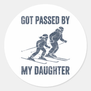 Funny Skiing Got Ped By My Daughter Family Ski Tri Classic Round Sticker