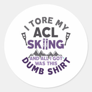 Funny Skiing Knee Injury Torn Acl Get Well Classic Round Sticker