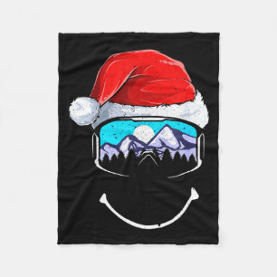 Funny skiing mountain santa hat merry christmas fleece blanket