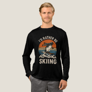Funny Skiing Penguin Winter Sports Gift Tri-Blend Shirt
