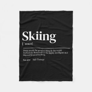 Funny skiing quote definition vintage fleece blanket
