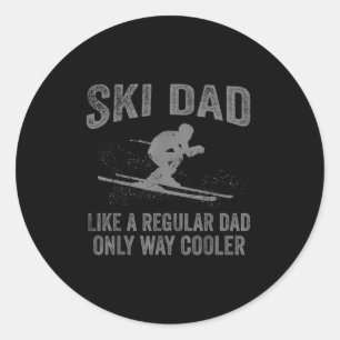 Funny Skiing Themed For Dad Men Mountain Skier Ski Classic Round Sticker