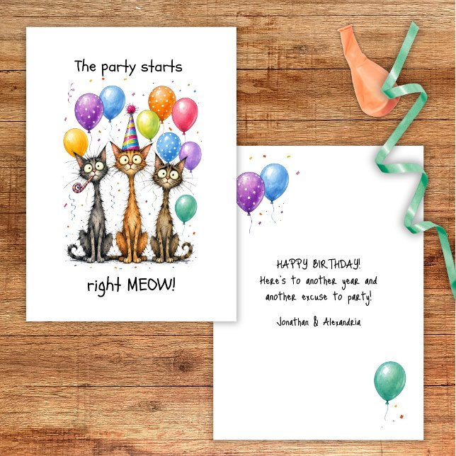 Funny Skinny Cats Birthday Card (Creator Uploaded)