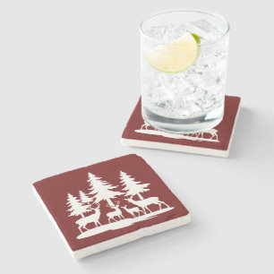 Funny Skinny Pine Tree Summer Hiking Camping Stone Coaster
