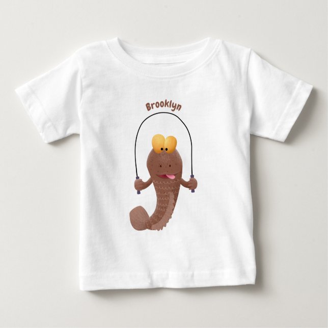 Funny skipping mudskipper fish cartoon  baby T-Shirt (Front)