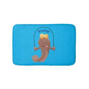 Funny skipping mudskipper fish cartoon  bath mat