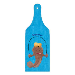 Funny skipping mudskipper fish cartoon  cutting board