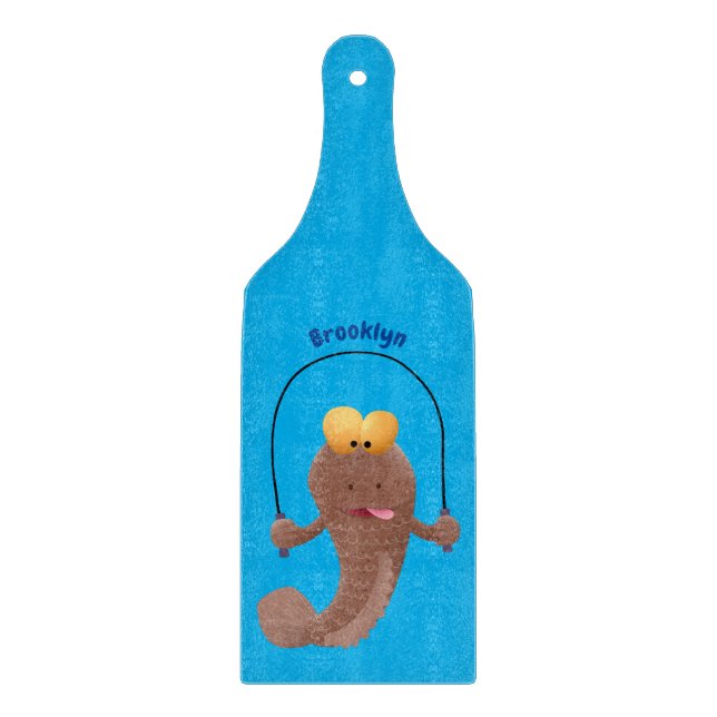 Funny skipping mudskipper fish cartoon  cutting board (Front)