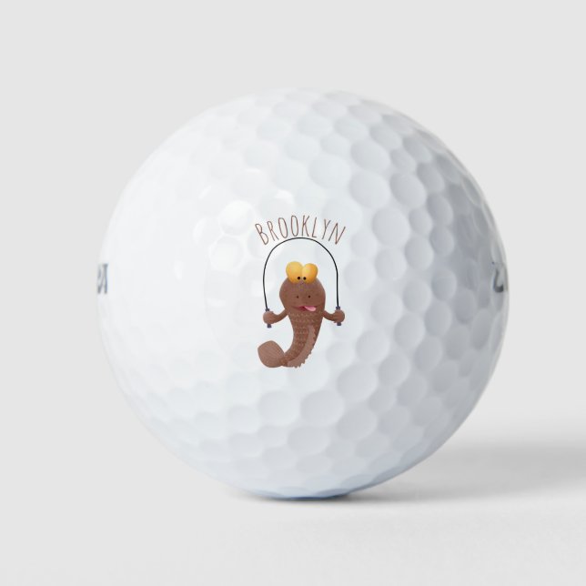 Funny skipping mudskipper fish cartoon golf balls (Front)