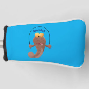 Funny skipping mudskipper fish cartoon  golf head cover