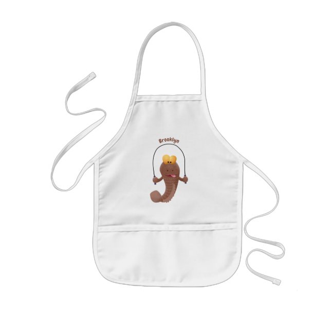 Funny skipping mudskipper fish cartoon kids apron (Front)