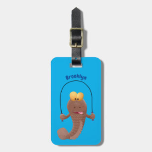 Funny skipping mudskipper fish cartoon luggage tag