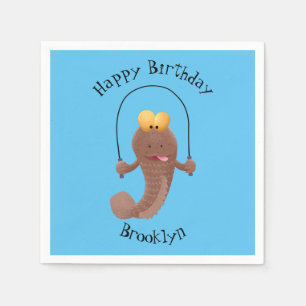 Funny skipping mudskipper fish cartoon napkin