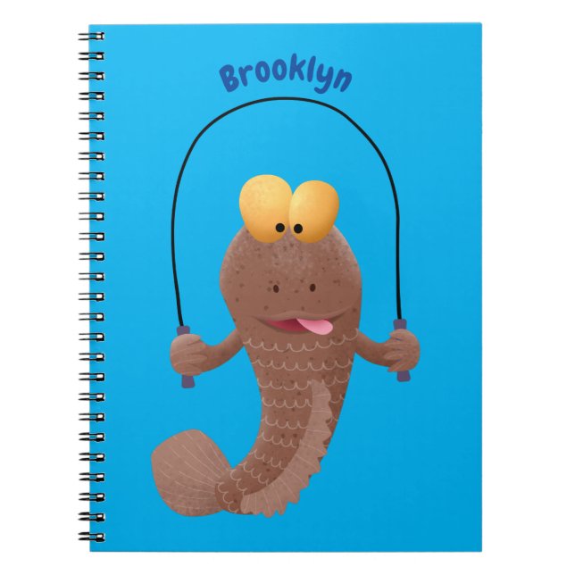 Funny skipping mudskipper fish cartoon  notebook (Front)