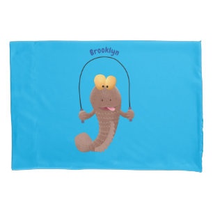 Funny skipping mudskipper fish cartoon pillowcase