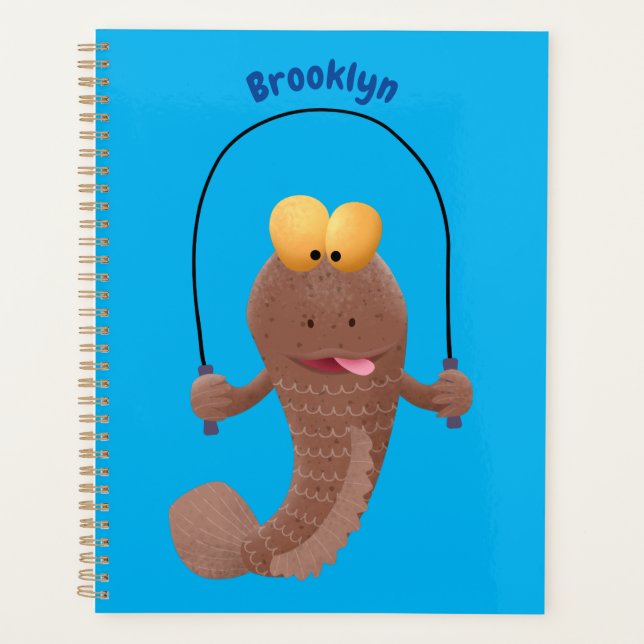Funny skipping mudskipper fish cartoon  planner (Front)
