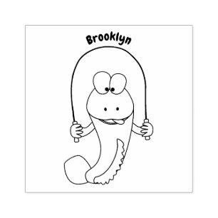 Funny skipping mudskipper fish cartoon rubber stamp