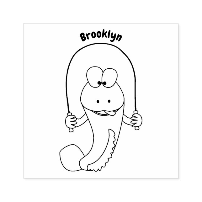 Funny skipping mudskipper fish cartoon rubber stamp (Imprint)