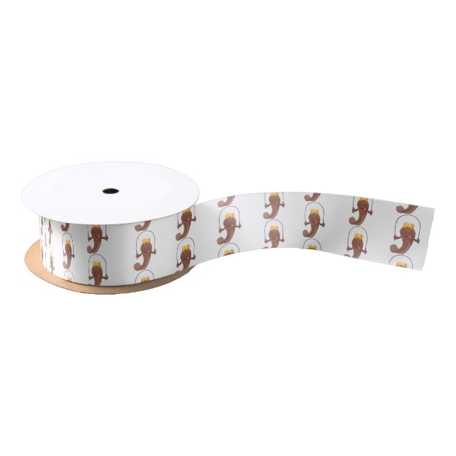 Funny skipping mudskipper fish cartoon  satin ribbon (Spool)