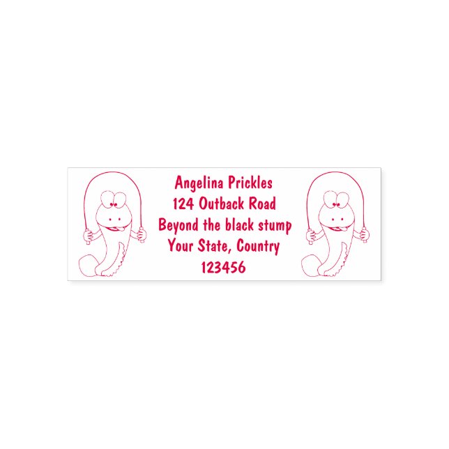 Funny skipping mudskipper fish cartoon self-inking stamp (Design)