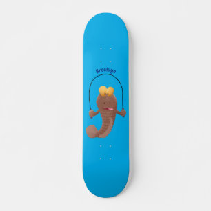Funny skipping mudskipper fish cartoon skateboard