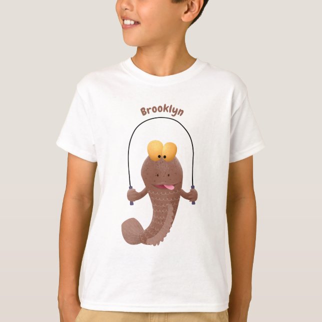 Funny skipping mudskipper fish cartoon T-Shirt (Front)