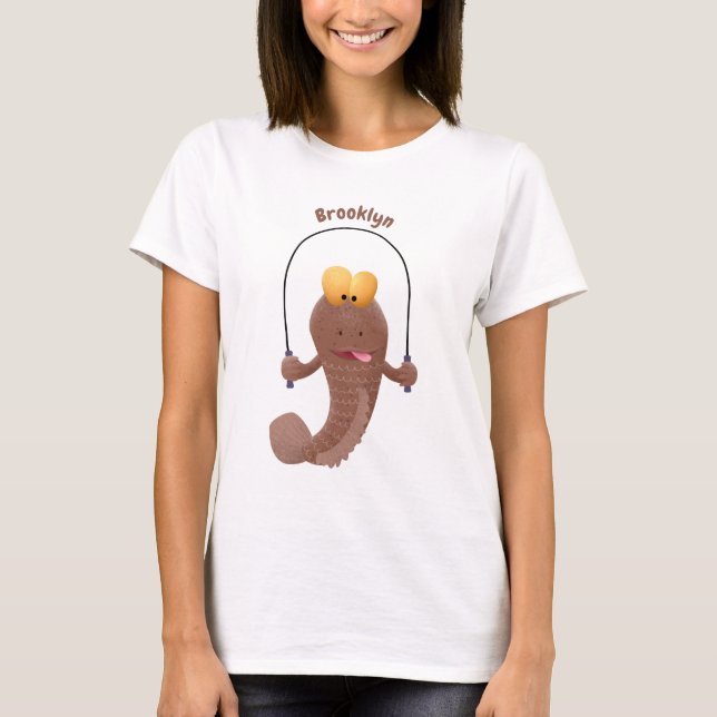 Funny skipping mudskipper fish cartoon T-Shirt (Front)