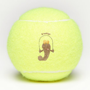 Funny skipping mudskipper fish cartoon tennis balls