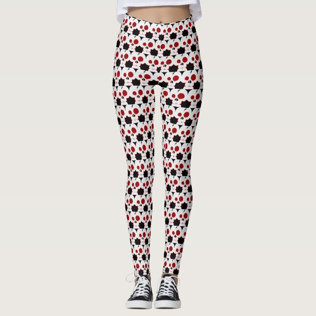 Funny skull cartoon monster leggings (Front)