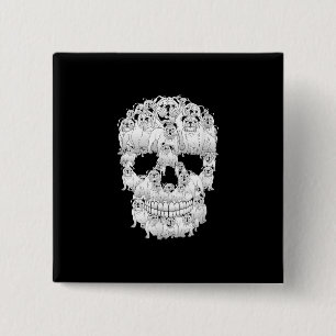 Funny Skull Costume Men Women Bulldog Lover Gifts 15 Cm Square Badge
