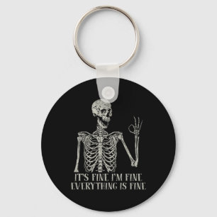 Funny Skull Halloween Costume It's Fine I'm Fine S Key Ring
