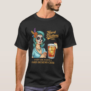 Funny Skull Hard Dickens Cider Drinking Humour Vin T-Shirt