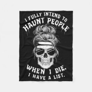 Funny Skull Humour Halloween Quotes I Fully Intend Fleece Blanket